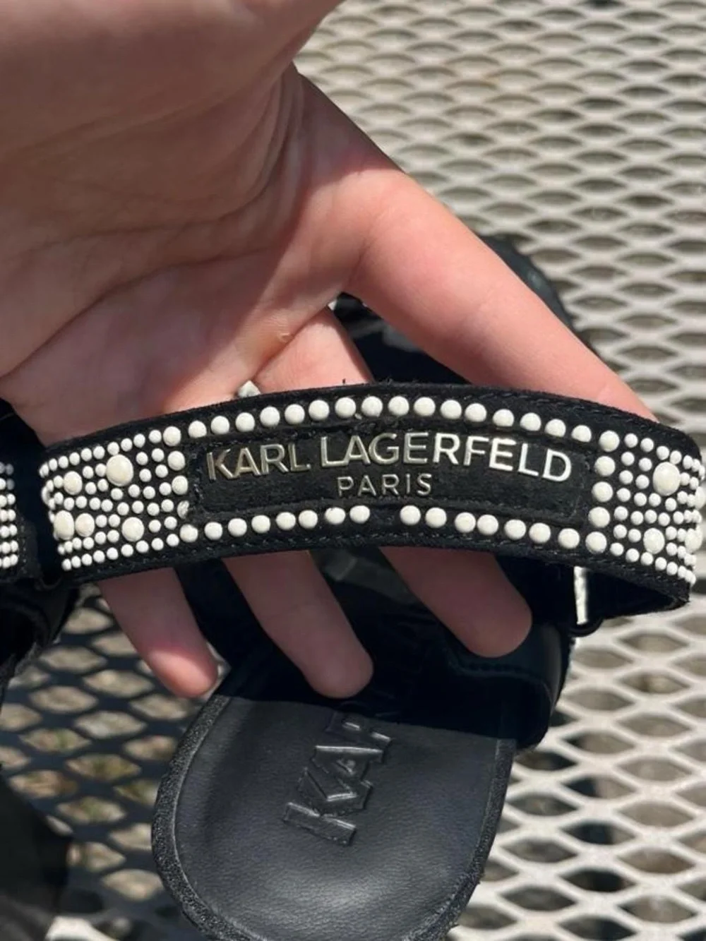 Karl Lagerfeld Alessia Faux Pearl Platform Sandal